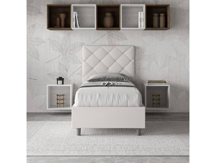 Lit 1 place - LIBEROSHOPPING - Priya - 80x190 cm - Rembourré - Blanc