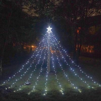 Snug & Styled LED Star Waterfall Christmas Tree Lights Outdoor Waterproof Meteor String Light white Light