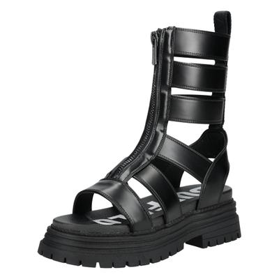 Schaftsandalette BUFFALO "Buffalo Sandalen Lederimitat", Damen, Gr. 39, schwarz, Lederimitat, Schuhe