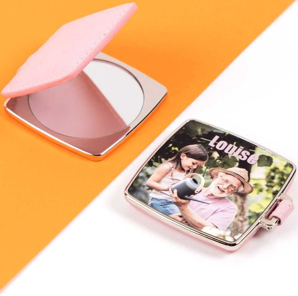 Ocadeau Miroir tissu rose carré
