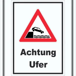 HB-Druck Achtung Ufer Aufkleber A2 (420x594mm)