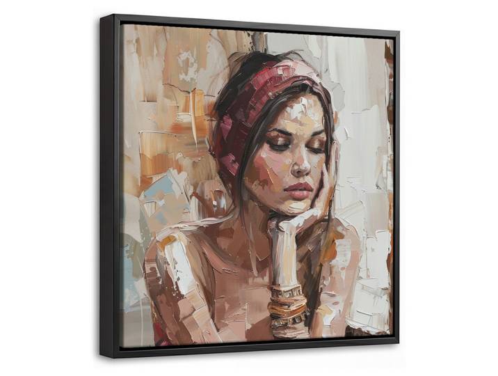 LEINWAND Bilder mit Rahmen - Frau - Lackierung - Porträt - Modern - 20x20