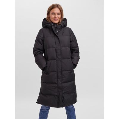 Steppmantel VERO MODA "VMERICAHOLLY LONG DOWN JACKET", Damen, Gr. XL, schwarz, Web, Obermaterial: 100% Polyester. Wattierung: 50% Daunen, 50% Federn, unifarben, knieumspielend, Rippbündchen, Mäntel Steppmantel