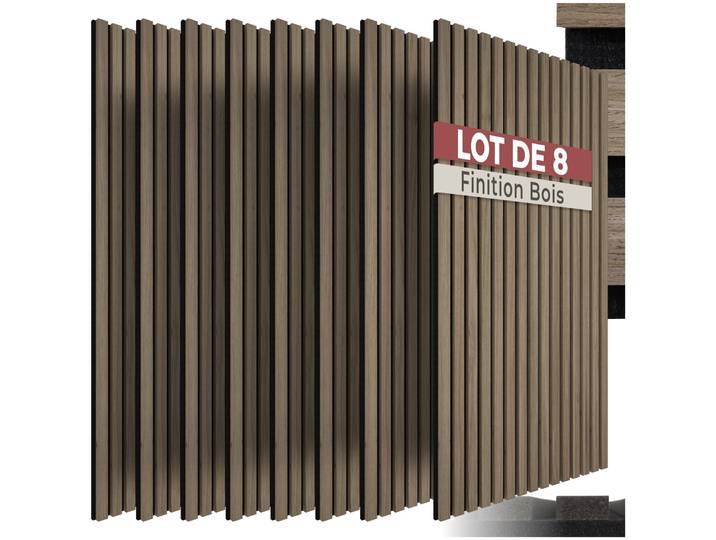 Lot De 8\, Panneaux Acoustiques\, Placage Bois Véritable\, Chêne Foncé