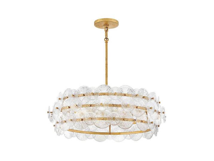 Elstead Lighting Kronleuchter Rene, Messingfarben, Metall, Glas, 74.7x38.8 cm, höhenverstellbar, Lampen & Leuchten, Innenbeleuchtung, Hängeleuchten, Kronleuchter