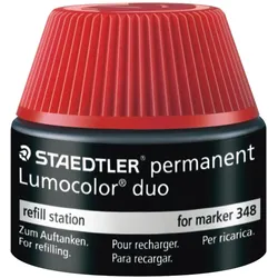 Staedtler, Ersatzpatronen + Tintenfass, Tankstelle Lumocolor (Rot, 4 Stk.)