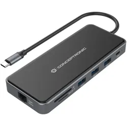Conceptronic DONN15G laptop-dockingstation & portreplikator Kabelgebunden USB 3.2 Gen 1 (3.1 Gen 1) Type-C Grau