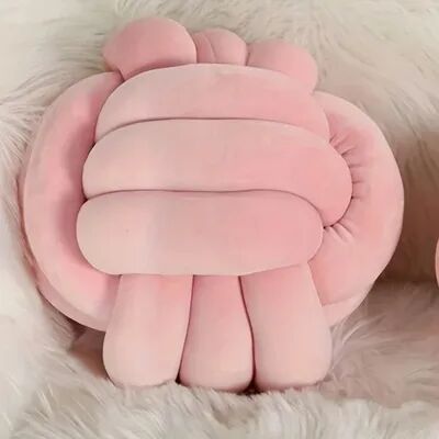Trendy Discount Goods Soft Handwoven Knotted Ball Pillow Plush Round Throw Pillow Bed Home Decor Accent pink s