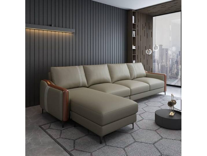 Xlmoebel Ecksofa Leder-Ecksofa in modernem Design mit Wohnlandschaftsstil, Ecksofa, Hergestellt in Europa