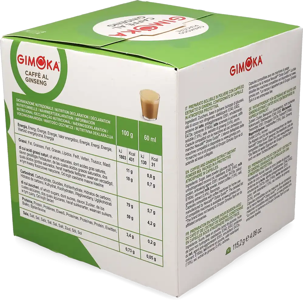 Gimoka   Café au ginseng - 16 Capsules de café pour Dolce Gusto - Café avec du lait - Café Ginseng - Compatible Dolce Gusto