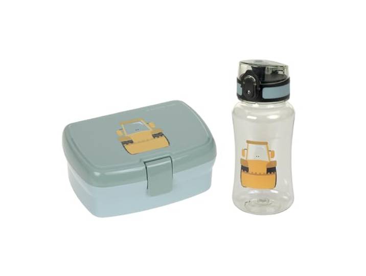 LÄSSIG Brotdose & Trinkflasche Set - Lunch Set mit Lunchbox und Trinkflasche (460 ml)/Tiny Drivers Excavator