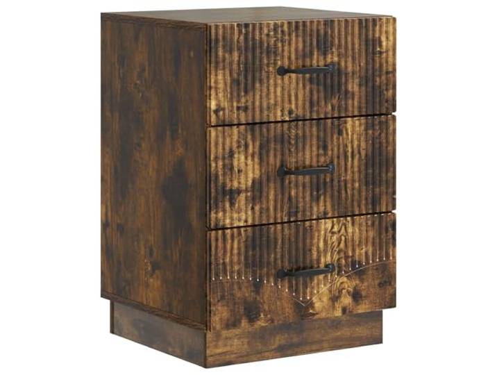 KDVXBCQJH Nachttisch Geräucherte Eiche 43x41x63,5 cm 3 Schubladen Kompakter Beistelltisch im Vintage Design mit viel Stauraum für Schlafzimmer und Homeoffice.