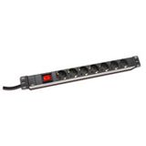 2.00m Digitus Stromkabel 19" Steckdosenleiste Schutzkontakt Schwarz 7 (DN-95402)