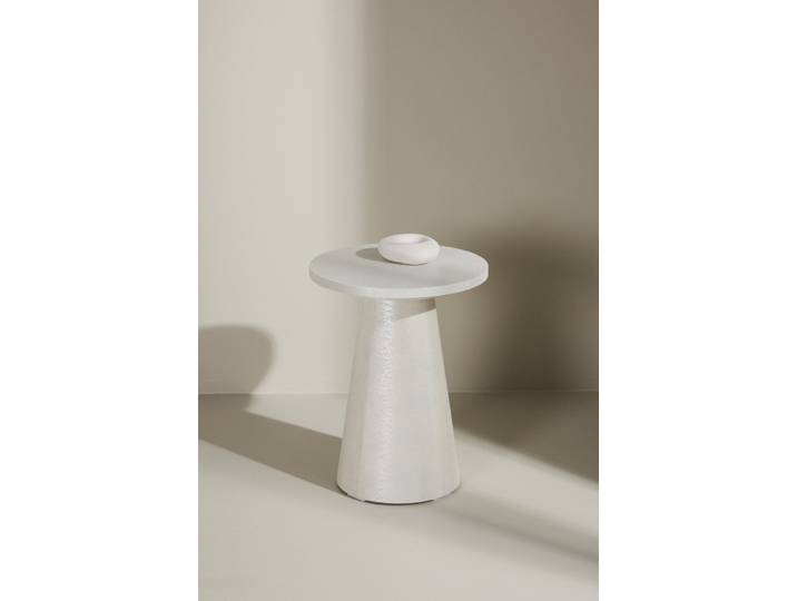 Beistelltisch VENTURE HOME Lanzo, kompakter runder Beistelltisch, schlicht & elegant, Ø 35 cm , weiss (glossy weiß, glossy weiß, glossy weiß), B:35cm H:45cm T:35cm, Tische, Beistelltisch, Ablagetisch, MDF, rund, leicht, kompakt, vielseitig, modern