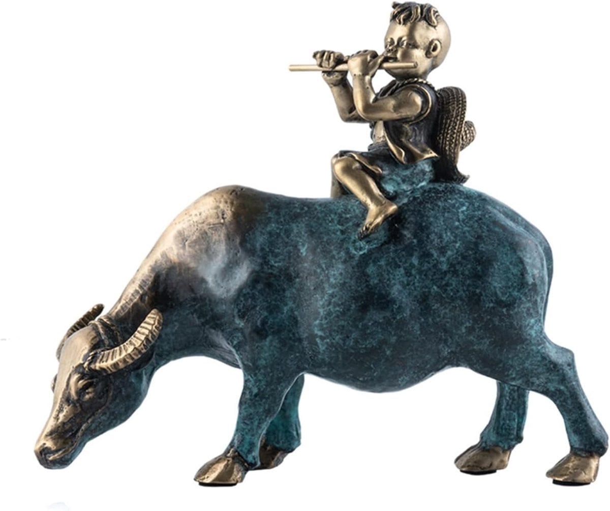 Koe Beeld - Bronzen Ornament - Koper - Lengte: 20 cm