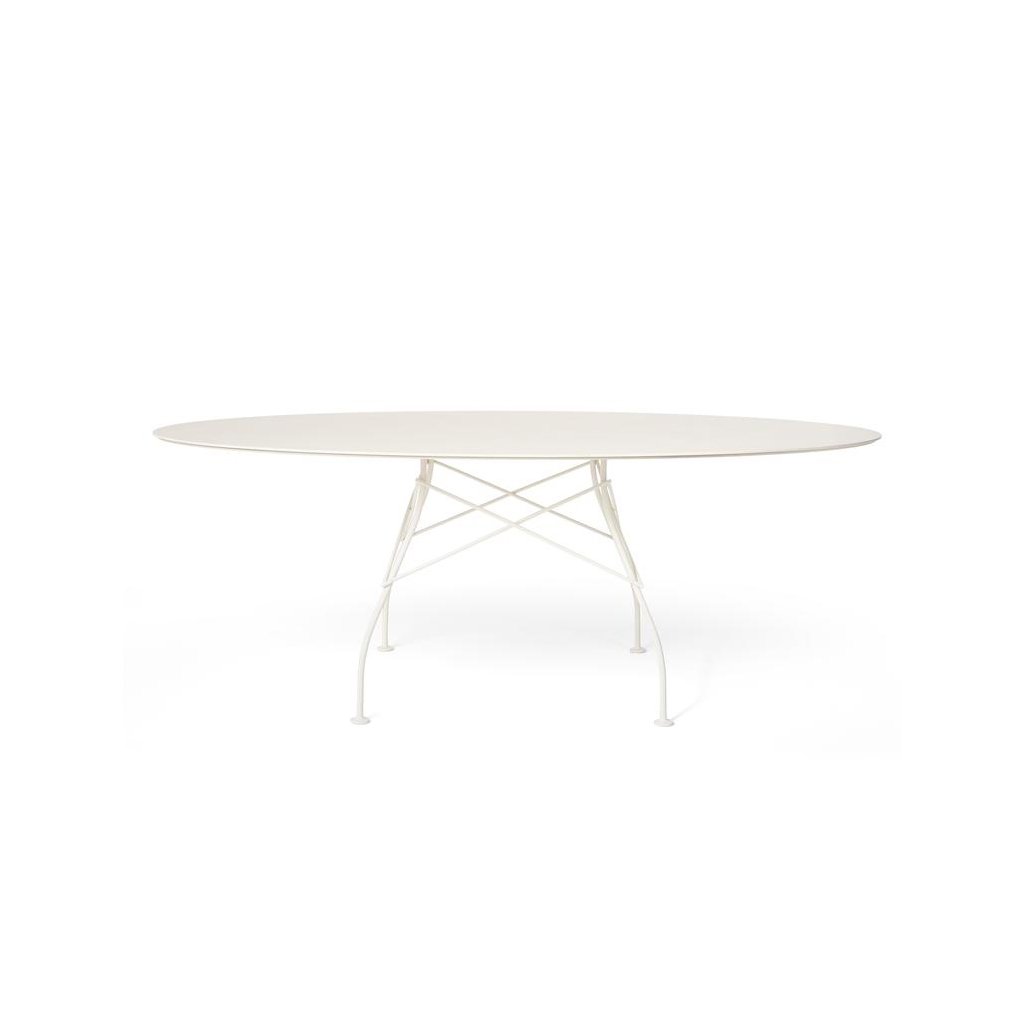 Kartell Glossy Outdoor Esstisch (weiß lackiert / Feinsteinzeug weiß) weiß lackiert / Feinsteinzeug weiß 05573BB