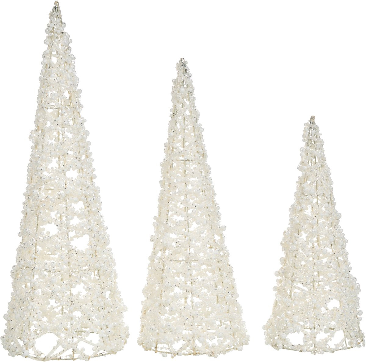 Beliani Kerstfiguren set van 3 - Wit - Metaaldraad - Tafeldecoratie