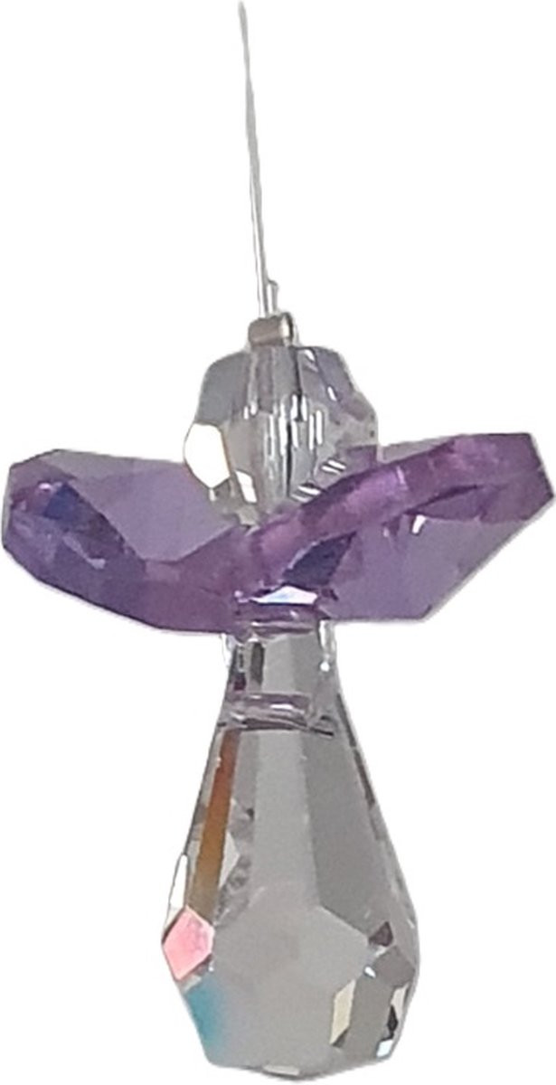 CrystalDesign Beschermengel Raamhanger Lila met Swarovski Kristal