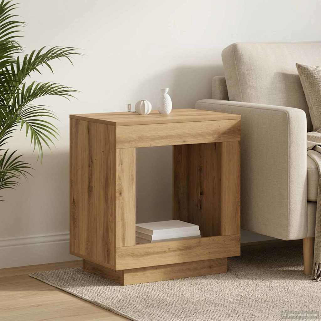 17 Stories End Table Artisan Oak 65cm H X 60cm W X 40cm D