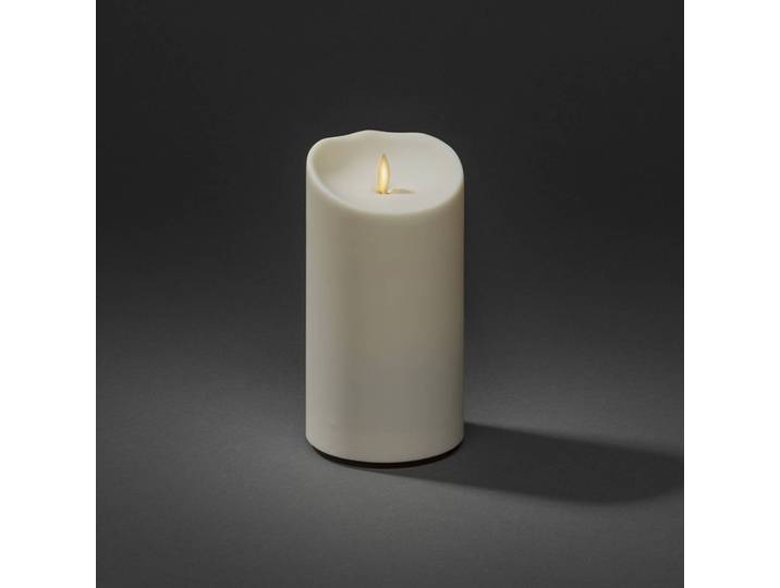 Konstsmide Christmas LED-Deko-Kerze IP44 cremeweiß geschmolzen 18,4cm, creme / amber, Kunststoff