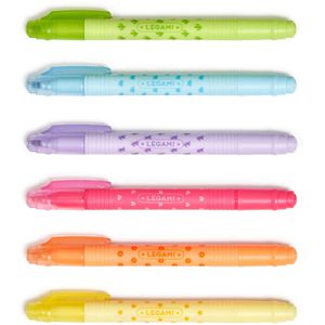 Legami Textmarker Magic Highlighters, 6 Stück, 2-5mm, Doppelspitze, löschbar, farbig sortiert