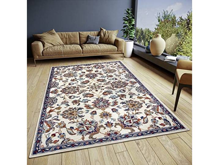 Hanse Home Caracci Tapis oriental - Classique - Tissage serré avec ornements et motifs floraux - Poils courts doux - Pour chambre à coucher\, salle à manger\, salon\, couloir\, cuisine - Crème - 140 x 200