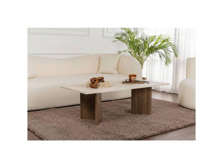 Couchtisch Sabin Creme/Walnussfarben B: 119cm