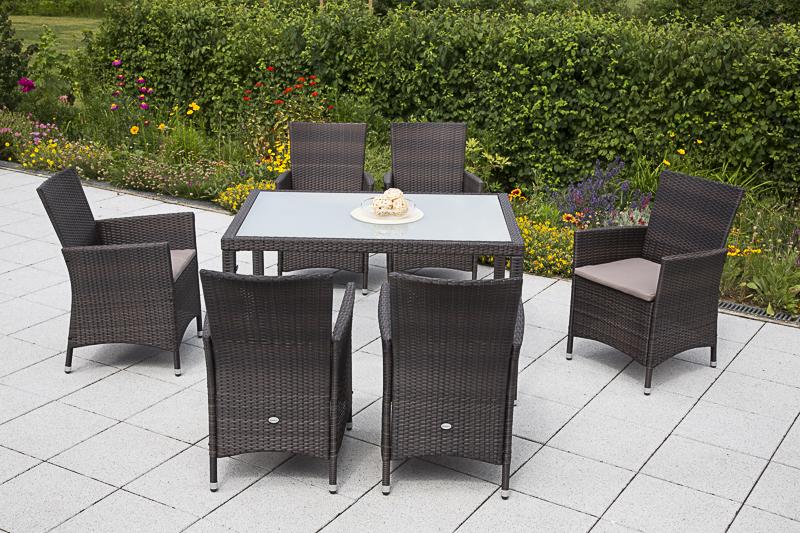 MERXXHANDELS SET SEVILLA, 13TLG, 6 X SESS. TISCH 130X90 CM, K-GEFL. BRAUN 09201970