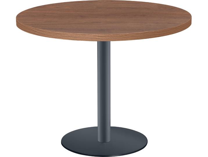 Table ronde Shiny 100 cm noyer pied métal anthracite - - Bruneau