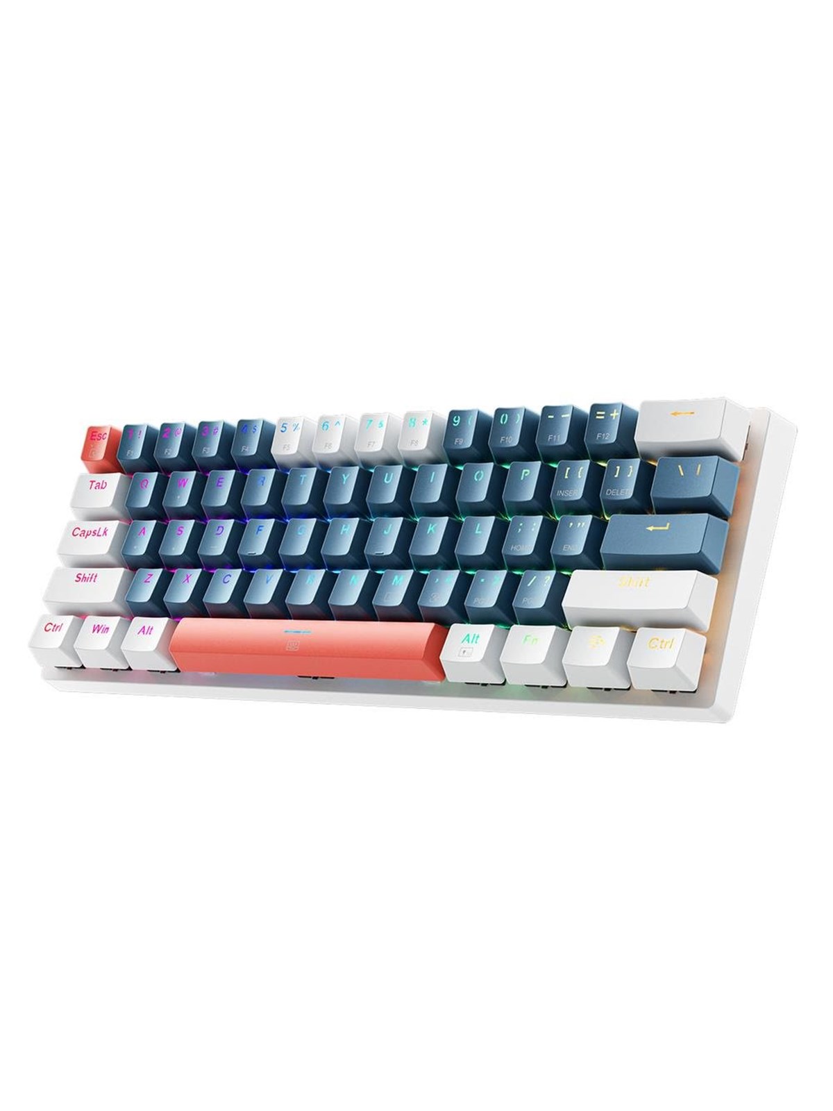 Machenike K500-B61 Wired Mechanical Backlit Gaming Keyboard Blue Switch - Blue & White - 60% - Blau