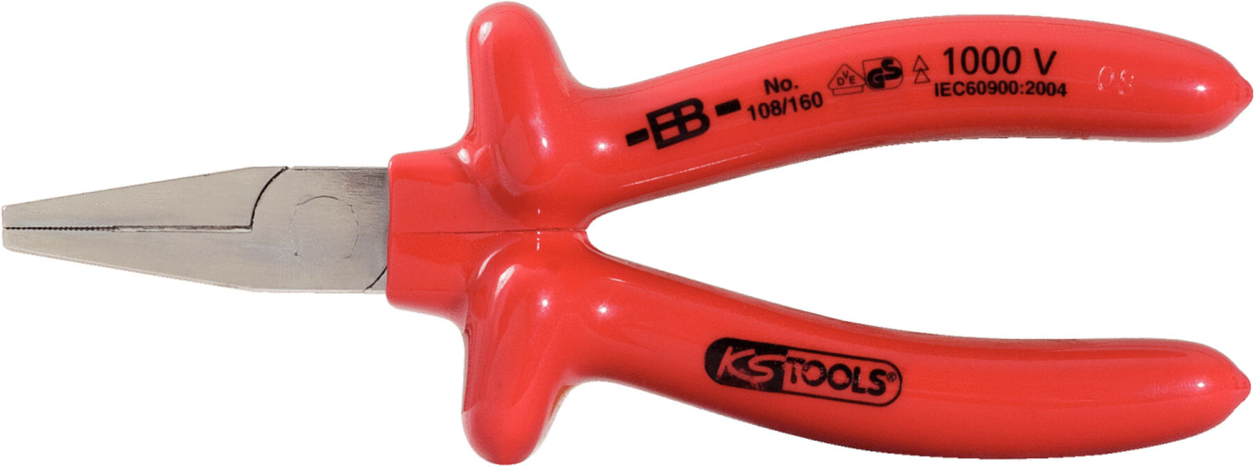 KS Tools CLASSIC 1000V Flachzange, kurze Backen, 160mm (117.1298)
