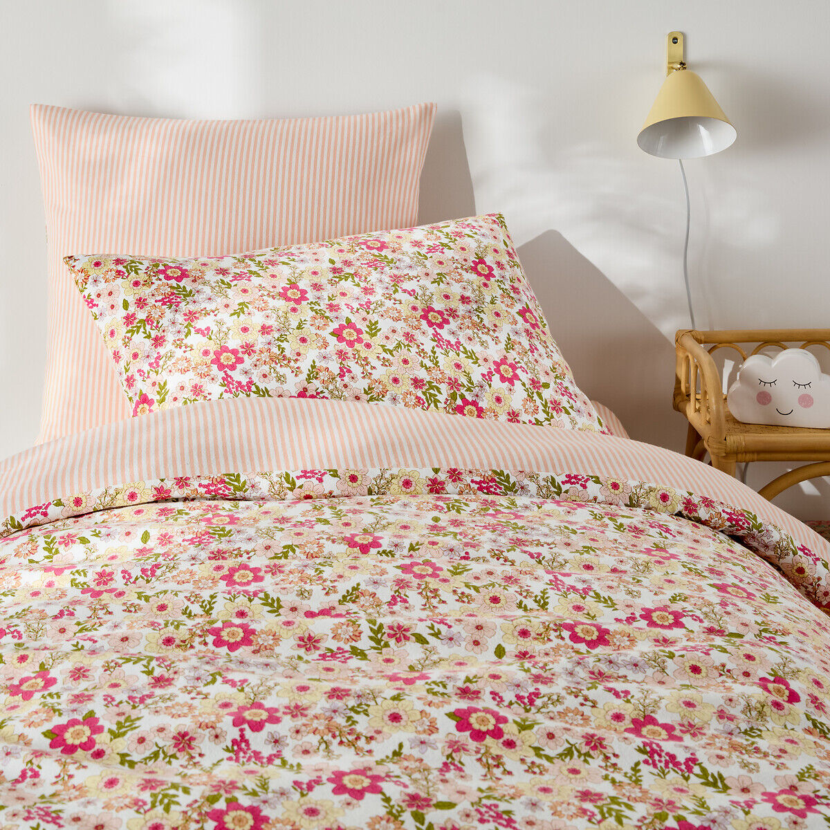 LA REDOUTE INTERIEURS Housse de couette enfant, en flanelle, imprimé fleurs, MEREDITH