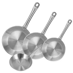 WellHome - 4er Bratpfannen-Set Ø20/24/28/30cm aus Edelstahl, induktionsgeeignet und ohne Antihaftbeschichtung