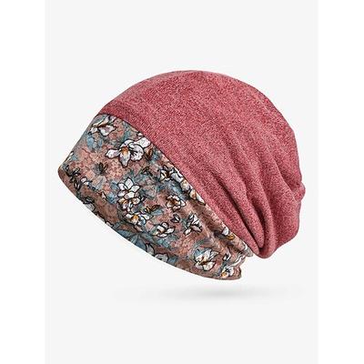 Beanie-Mütze mit Blumenmuster für Damen, weiche, dehnbare Slouchy-Kappe für Freizeitkleidung, Outdoor-Aktivitäten und als Kopfbedeckung bei Chemotherapie