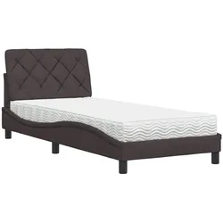 vidaXL Bett mit Matratze Dunkelbraun 90x200 cm Stoff