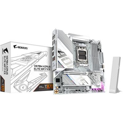 GIGABYTE Mainboard "X870M AORUS ELITE WIFI7 ICE", weiß, B:24,4cm H:3,5cm T:27cm, Mainboards