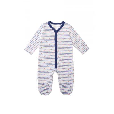 Overall LILIPUT, Mädchen, Gr. 50/56, EURO-Größen, blau (blau, weiß), 100% Baumwolle, lang, V-Ausschnitt, Overalls Overall, mit schönem Herzchen-Print