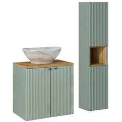 BADMÖBEL 60cm Jade 2er-Set Grün und Holz