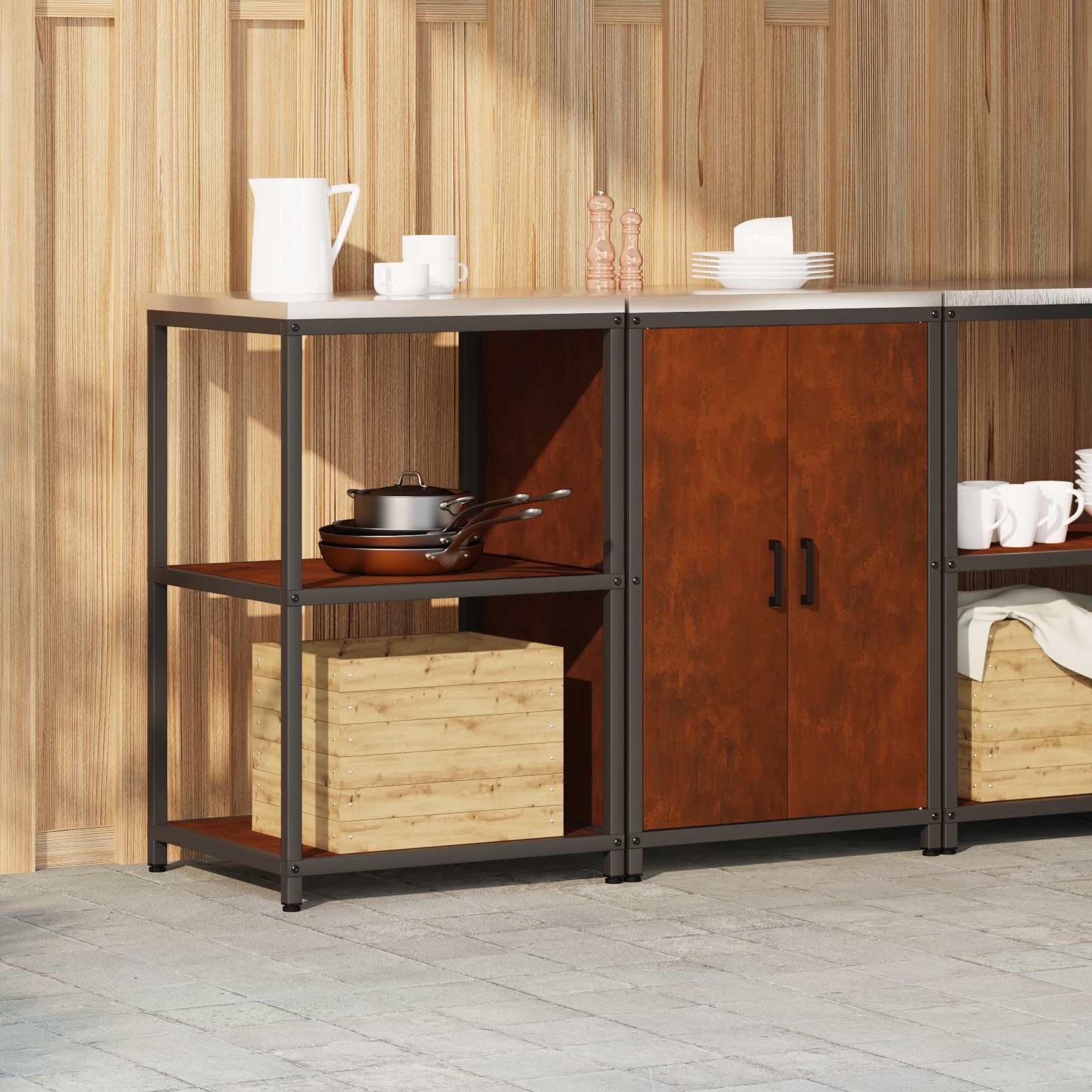 vidaXL Ensemble de rangement cuisine HATTEM 2 pc Rouillé Acier