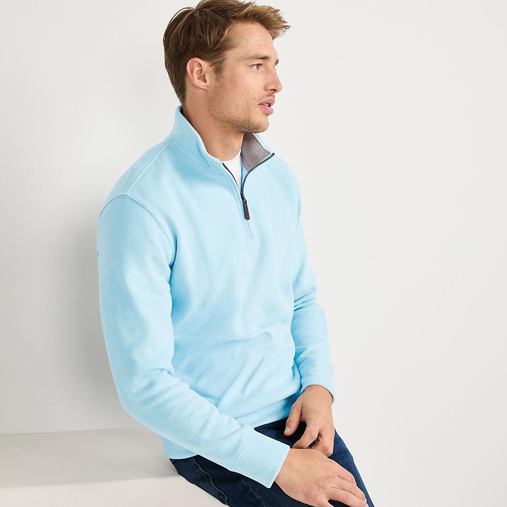 Reißverschluss-Pullover aus Bedford-Ripp für Herren, Herren, size: regular, Blau, Baumwolle, by Lands' End