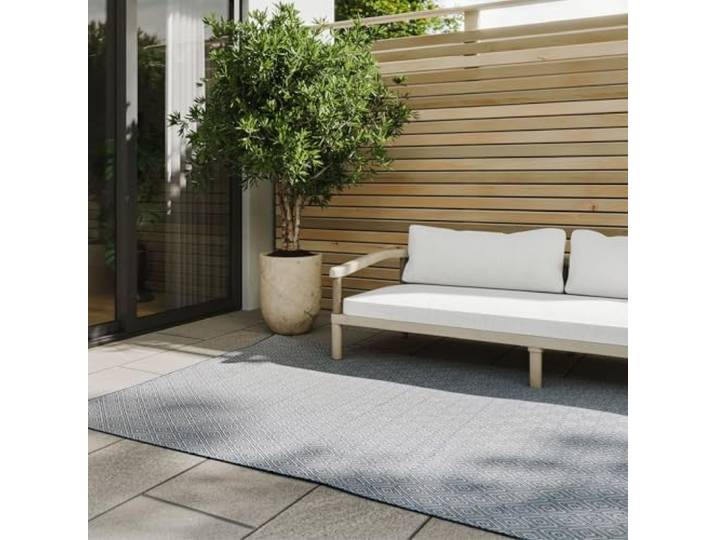 benuta Basic In- & Outdoor Teppich Lou - Blau 80x150 cm - Wetterfest & UV-beständig - Multifunktional für Balkon, Terrasse, Garten - Küchenteppich & Wohnzimmerteppich - Pflegeleicht Robust