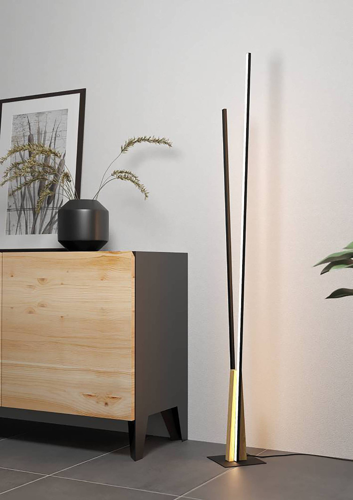 Eglo Panagria Staande lamp zwart en bruin, Hoogte: 146 cm