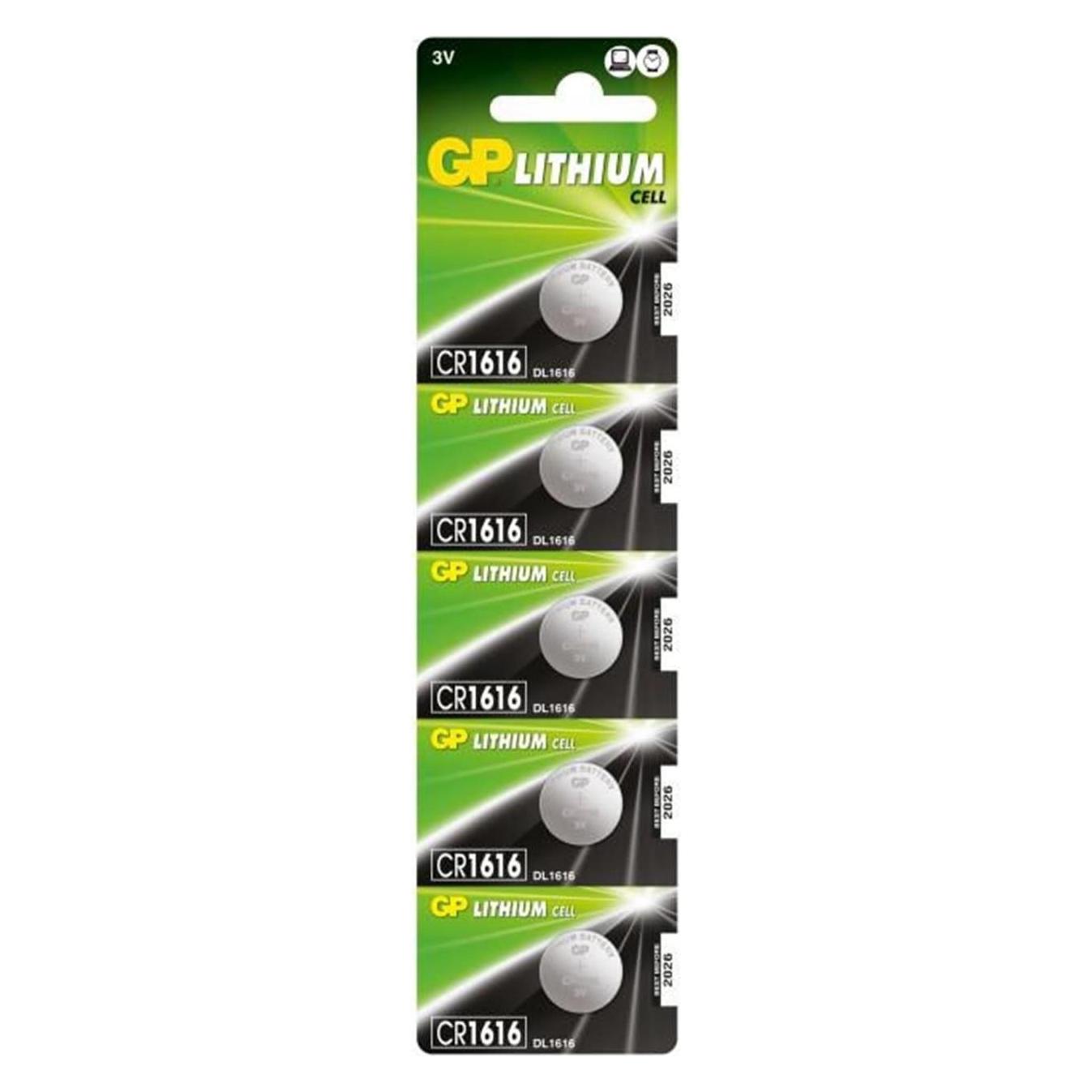 GP Batteries LITHIUM BUTTON CELL CR1616 (5 Stk., CR1616, 55 mAh) (103135)