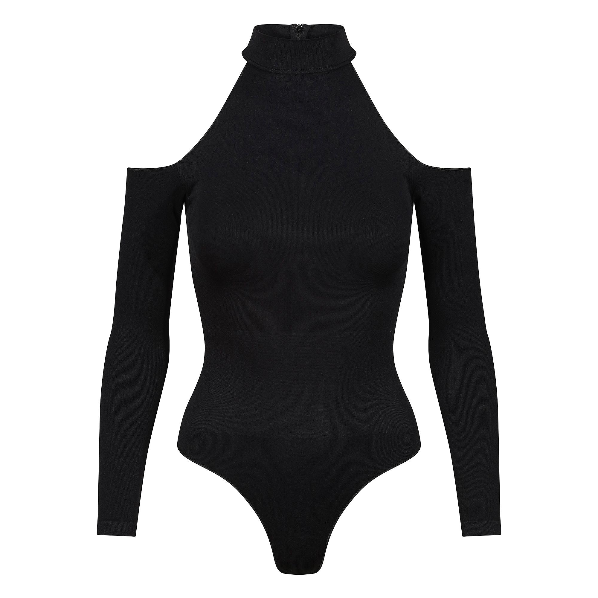 Damen Essentials Cold Shoulder Bodysuit mit formendem, recyceltem Stretch-Fit