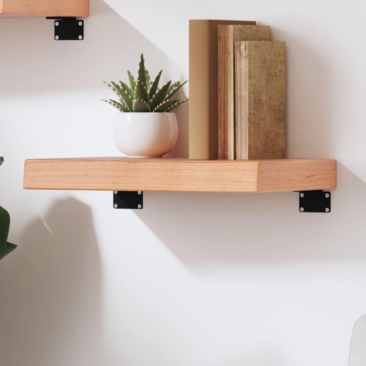 Handgemaakt Wandrek van Massief Hout met Natuurlijke Rand - Zwevend Boekenkast voor Woonkamer, Keuken of Badkamer