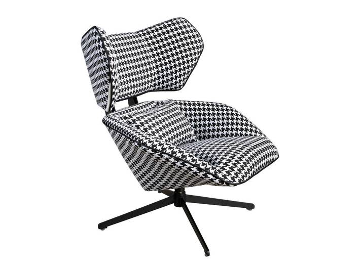 Angel Cerda Drehsessel aus schwarzem und weißem Stoff 85/95/98 cm, Schwarz, Grafikmuster, Füllung: Polyurethan (PUR),Polyurethan (PUR),Polyurethan (Pur), Freiform,Freiform, 85x98x95 cm, Büromöbel, Bürostühle, Drehstühle