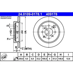 Bremsscheibe ATE 24.0109-0178.1 (2 Stk.) für Honda Jazz III