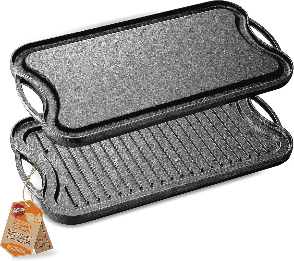 Omkeerbare Gietijzeren Grillplaat voor BBQ en Tosti's