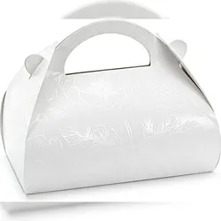 PartyDeco 10 Tortenschachtel mit Griff 16x15x8cm lebensmittelechte Faltschachteln Pappschachteln Torten Kuchen Geschenke Schachteln Tortenkartons Hochzeit Weiß