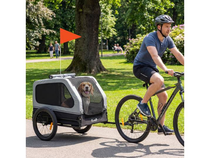 PawHut Remorque Vélo Pliable Chien 20kg avec Rampe Gris